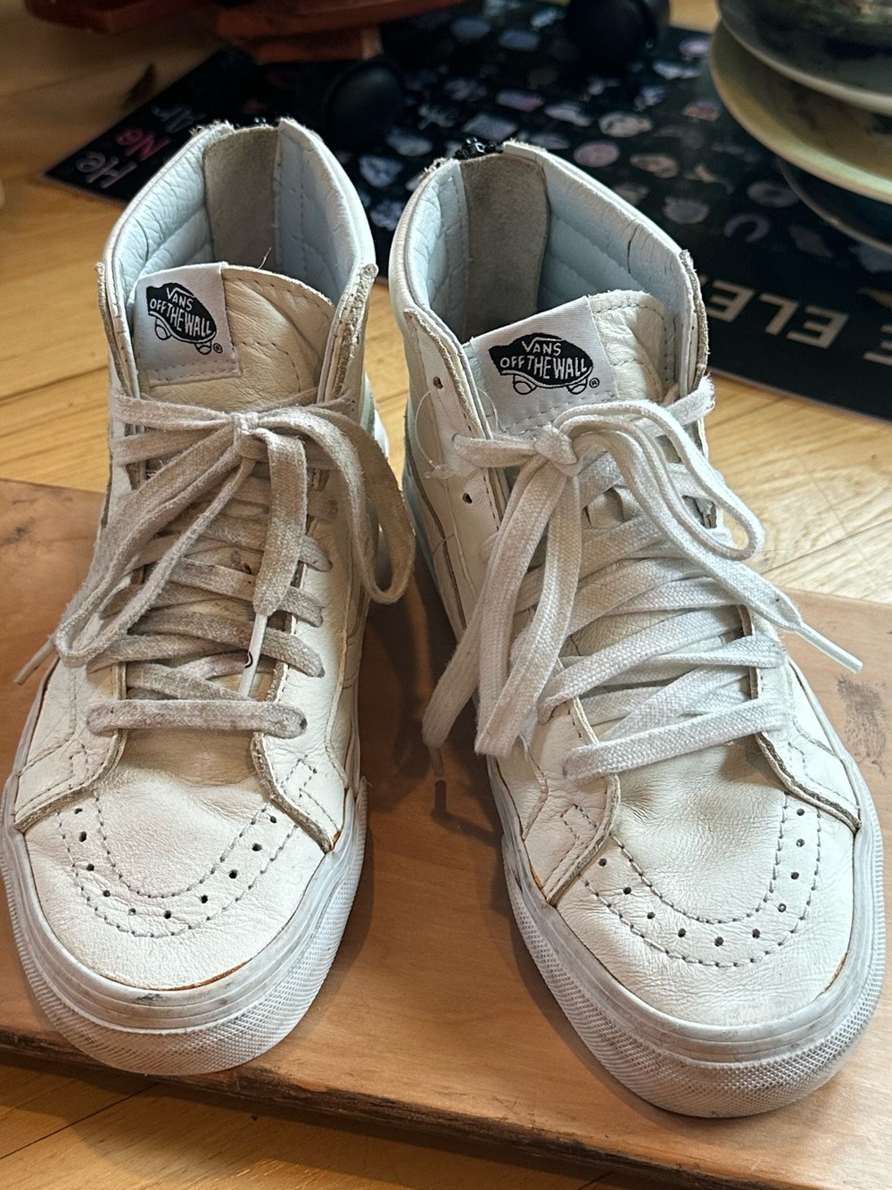 Vans Men’s White High-Top Sneakers with Lace-Up